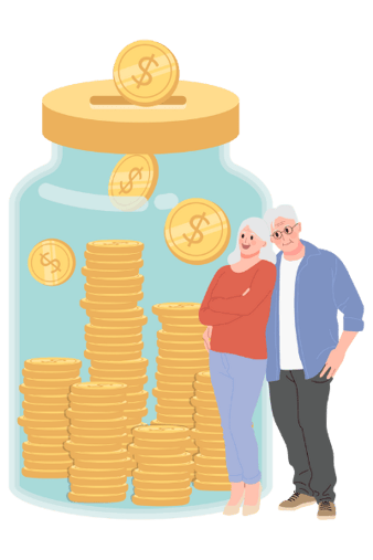 Couple with money jar